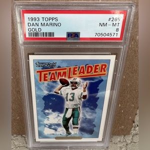1993 Topps Gold Dan Marino #269 Miami Dolphins Team Leader HOF PSA 8 NM-MT Card